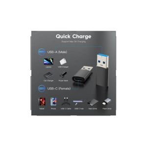 Convertisseur USB 3.0 vers USB-C 3.0 Type C OTG Noir