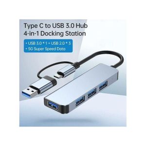 Hub -Type-C 3.0 USB - HDMI Adaptateur-argent gris