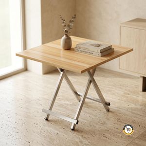 Lot de 2 Tables Pliables Carrées – Effet Bois & Structure Métal