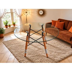 Table vitrée ronde idéale pour salon, bureau, terrasse, jardin 