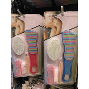 Kit Pédicure 4 Pièces - Râpe Pied Anti Callosités + Pierre Ponce + Brosse + Repousse Cuticules - Soins Pieds
