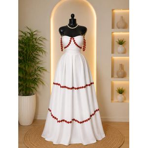Mode Robe Princesse Blanche Élégance Rouge