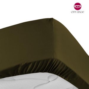 Drap De Lit 1 Place Complet-(un Drap Plat+ Un Drap Housse+ 2 Taies)-Vert Olive