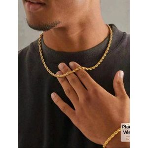 Ensemble Chaîne et Bracelet Homme Torsadé 