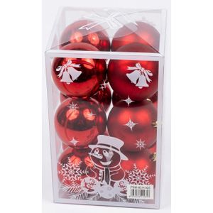  Lot De 12 Boules De Neige / Boule de Décoration de Noël - Rouge.