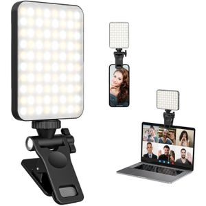 TodyJeyHo Lumière de téléphone 80 LED, lumière selfie, lumière vidéo rechargeable à pince, modes de lumière multiples ajustés, pour téléphone, appareil photo, ordinateur portable, iPad, lumière pour téléphone pour selfie, conférence vidéo, TikTok, vlog