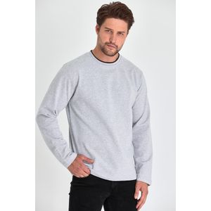 MMETALIC Sweatshirt Homme col rond double, coupe décontractée standard - Gris