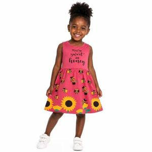 Robe fillette coton avec design abeille – 1 à 4 ans - Rose