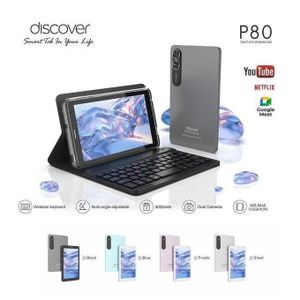 Discover Tablette Educative & Professionnelle P80 8Go RAM 512Go Android 15.0 - 7" 5000 mAh  Avec Puce Android 13 - SIM 5G et Double Camera