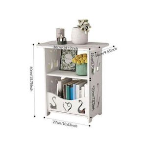 Petite table de chevet , multifonctionnelle, peu encombrante, blanche, avec étagère de rangement, idéale pour le salon, la maison ou la chambre à coucher.