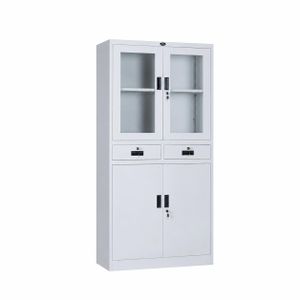 Metal Armoire Classeur en Acier avec Portes en Verre