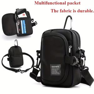 Sac de voyage décontracté en tissu pour homme, grande capacité, multifonction, sac banane, sac bandoulière, noir