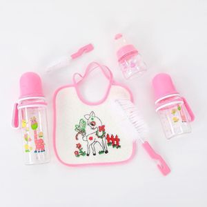 Ensemble Repas Bébé Complet 7 Pièces – Set Biberons Incassables Sans BPA, Goupillon Grand & Petit Format, Bavoir Réglable (Variations Bleu / Rose)