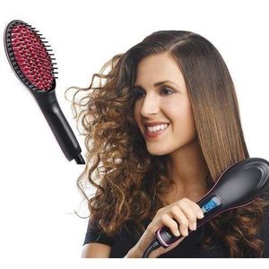 Brosse Chauffante - Lisser - Démêler+Indicateur Numérique - Noir/rouge