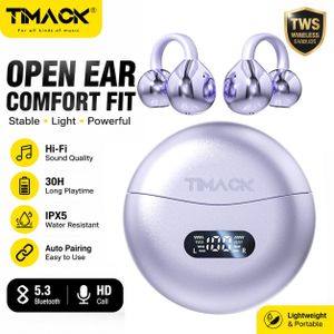 Timack Écouteurs Bluetooth 5.3 Ecouteurs sans Fil HiFi Stéréo avec Contrôle Tactile Clip sur la Conception avec Écran LED