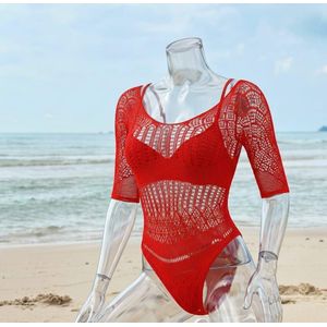 Autre Maillot de bain une pièce rouge – Style crochet ajouré – Élégant et sexy pour la plage