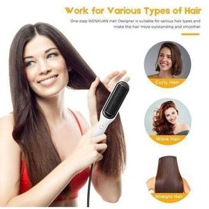 JNKACLD  2-en-1 lisseur de cheveux et fer à friser multifonctionnel sèche-cheveux peigne chauffant
