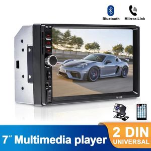 Radio automobile 7018B, 7 pouces, modulateur FM, récepteur stéréo, support de caméra de recul, lecteur audio, Bluetooth, Mirror Link, MP5