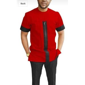 Ensemble tunique homme manches courtes de couleur rouge 