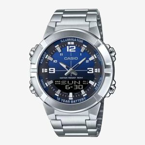 Casio Montre Homme Classique - Cadran Bleu, Bracelet Gris – AMW-870DA-2A1VD