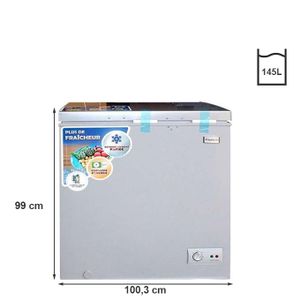 Nasco Congélateur horizontal KNAS-250 - 1 porte - Gris - 145 Litres - Garantie 12 Mois