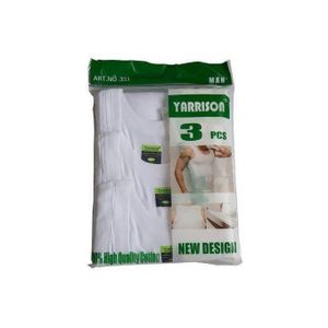 Yarrison  Lot de 3 Débardeurs Homme (Singlets) - 100% Coton Supérieur - BLANC