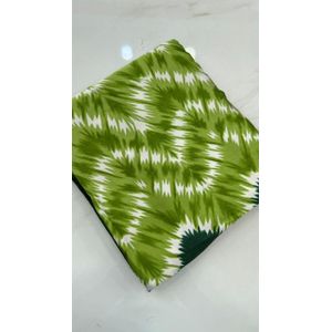 Mode Tissu soie vert motif indigo