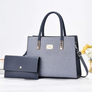 Mode Sac à Main Femme Classique 2 Pièces – Bleu Élégant