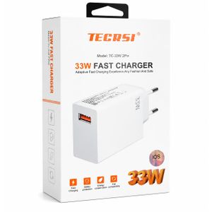 TECRSI Chargeur Secteur Rapide 33W USB-A – Modèle TC-33W 2Pin – Blanc