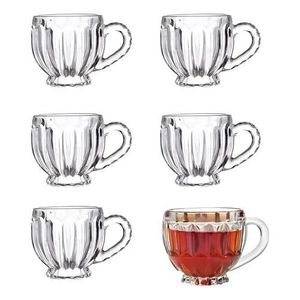 Ensemble de 6 Tasses à thé en verre trempé transparent avec anse solide pratique