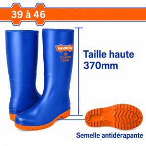 WADFOW Bottes de Travail Imperméables WADFOW–  Hauteur 370 mm, Semelle Antidérapante, Bottes de Pluie pour Agriculture, Chantier, Jardinage et Industrie, Tailles 39 à 46