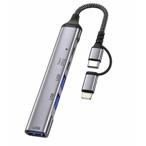 Adaptateur OTG Multifonction 5-en-1 Type-C / iPhone – Hub USB Haute Performance 