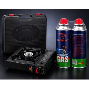 Réchaud à gaz portable avec mallette + 2 bouteilles de gaz EXCELLENT – 200 g