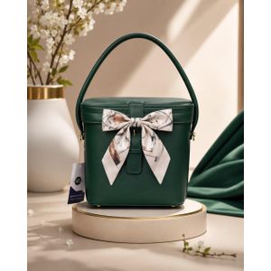 Sac à Main Seau avec Anse et Nœud Décoratif en Similicuir Élégant et Raffiné - Bleu.