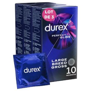 Durex PERFECT GLISS - 10Préservatifs Extra Lubrifiés Silicone - Lot de 1 x 10unités