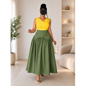Mode Robe Longue Élégance Bicolores
