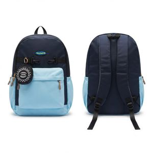Sac à Dos Scolaire Tendance pour Collège et Lycée / Cartable Élégant - Bleu Marine et Bleu Ciel