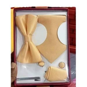 Coffret Accessoires Cravate + Pince + Nœud Papillon + Pochette + Bouton De Manchettes - DORE