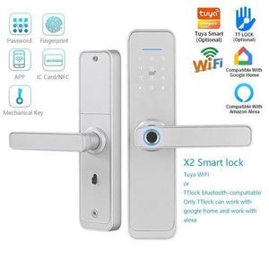 Tuya Serrure de Porte Domotique WiFi (TUYA) ALEXA/Google Home , empreinte Digitale, Mot De Passe, Carte IC, Sans Clé