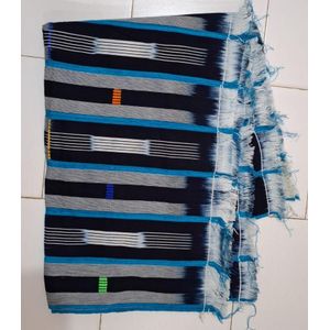 Pagne Traditionnel Baoulé Bleu Blanc