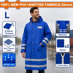 WADFOW Imperméable WADFOWW de Sécurité Réfléchissant Homme – PVC Étanche avec Capuche et Bandes Réfléchissantes
