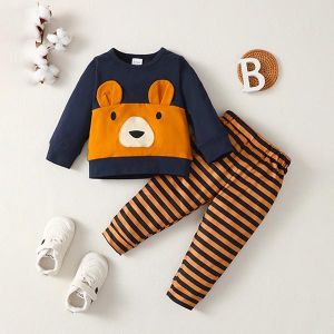 Catpapa 0-2 Ans Sweat à Capuche & Pantalon Design Mignon Ours Cartoon pour Garçon, Idéal Quotidien & Jeux, Tenue Confortable Bébé - Parfait pour Abidjan & Dakar