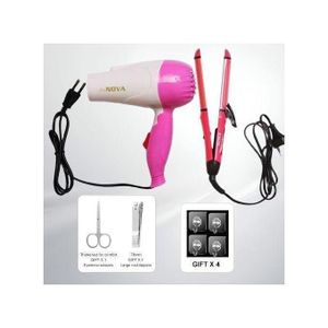 Kingnote 2 en 1 Étaler et boucler cheveux avec sèche-cheveux manuel - Pink+ Sèche-cheveux professionnel gratuit