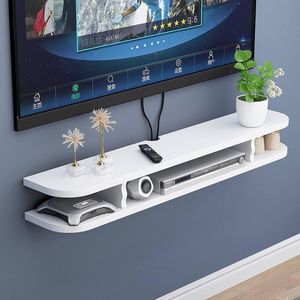 Etagère murale flottante blanche pour décodeur et accessoires TV