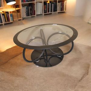 Table Centrale Ronde Vitrée dimensions 70x70