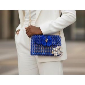 Sac à main bandoulière en perle bleu lola pour femme