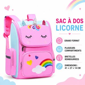 Sac à Dos Scolaire Licorne avec Bandes Réfléchissantes