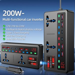 Adaptateur secteur allume-c-igare 12 V/24 V vers 220 V CC, convertisseur de voiture avec prise multiple de type C