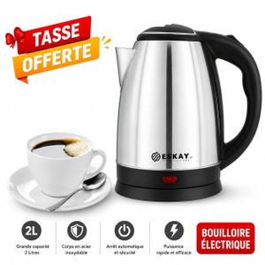 Eskay Bouilloire électrique en acier inoxydable 2 L avec tasse offerte – Arrêt automatique