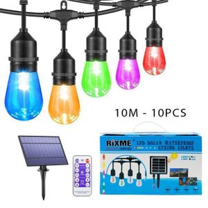 Guirlande Solaire étanche 10m Avec 10 Lampes RGB Et Télécommande BV
